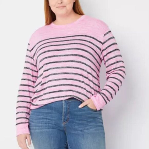 St. John's Bay Womens Plus Round Neck Long Sleeve T-Shirt Size PXL - Picture 1 of 2